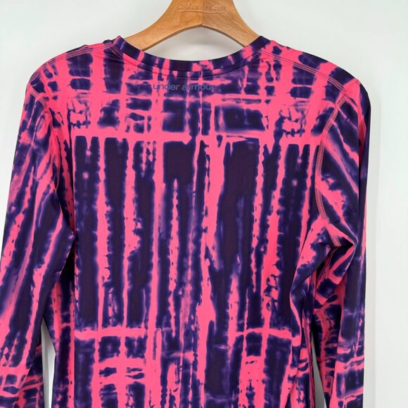 Under Armour HeatGear Long Sleeve Shirt Fitted Pink  Purple Tie-Dye Size Large - Picture 9 of 11